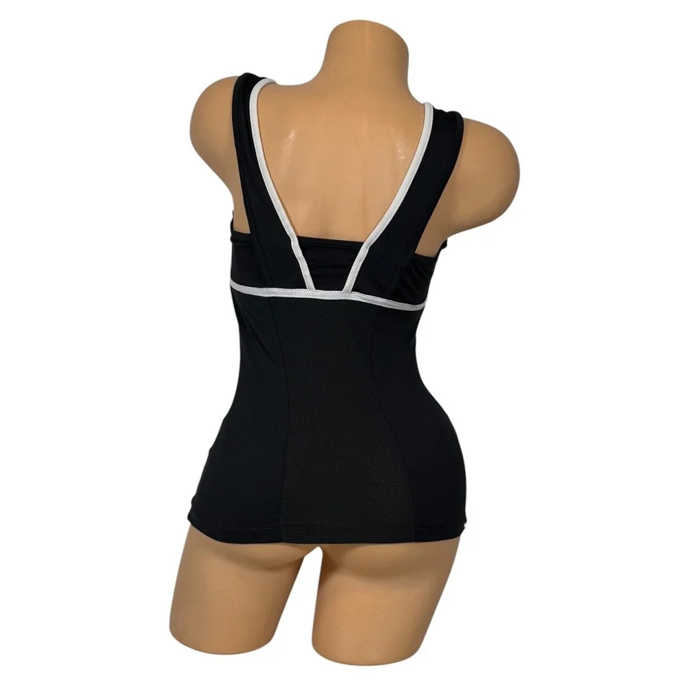 Nike Dri-FIT Womens Black White Mesh Trim Built-In Bra Athletic Tank Top Small